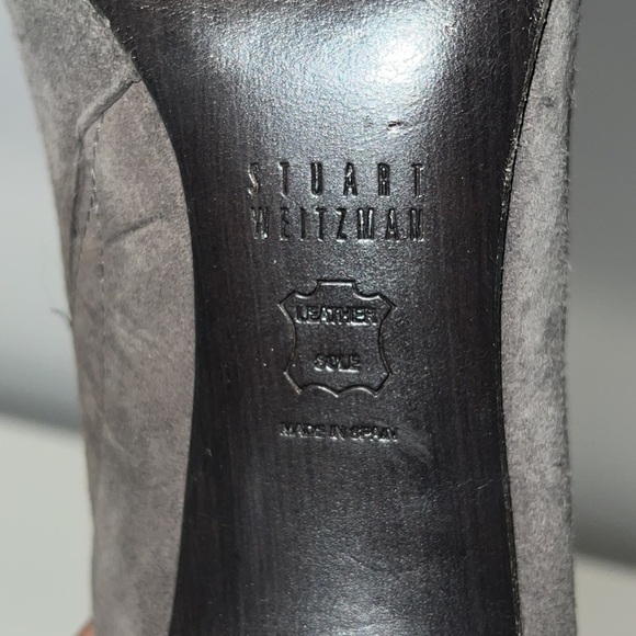 Stuart Weitzman Grey Altamira Peep-Toe Suede Ankle boots/ Booties Pumps size 7 M - Picture 6 of 14